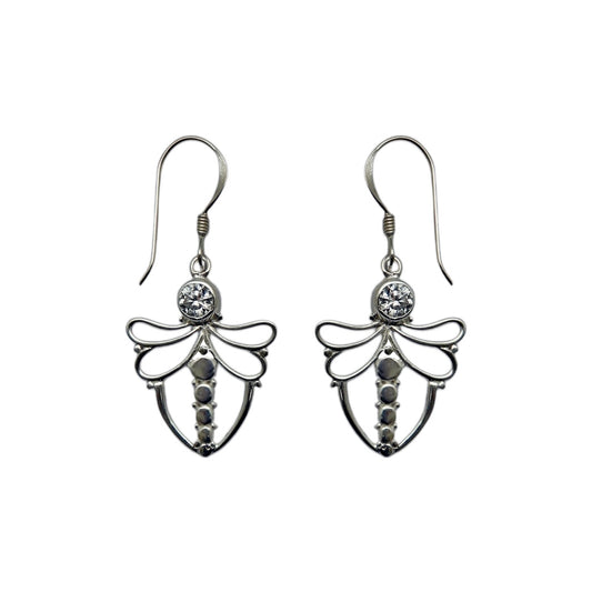 (SP101CZ) Cubic Zirconia Silver Plate Dragonfly Earrings