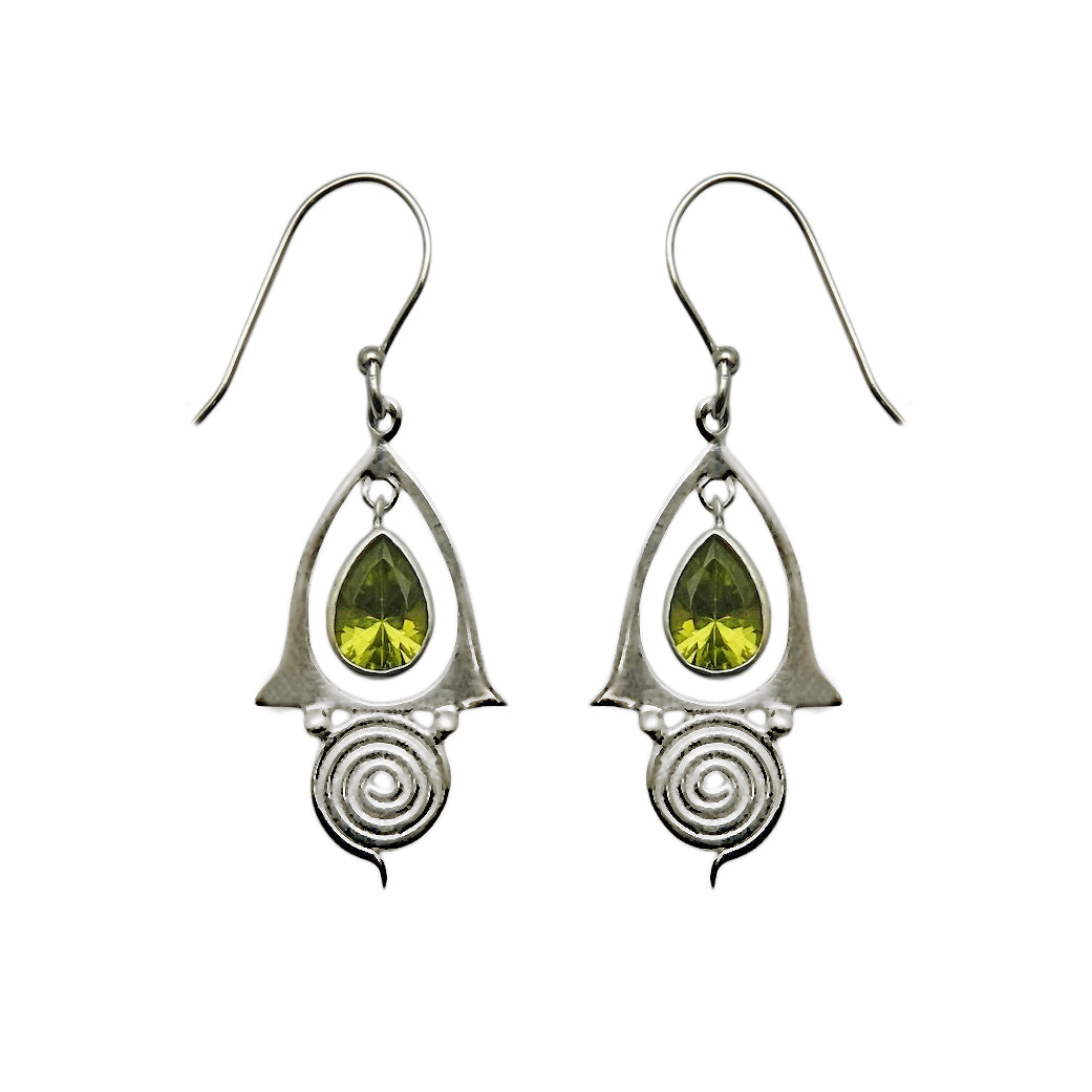 (SP107PE) Peridot Teardrop Spiral Dangles