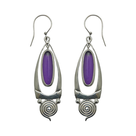 (SP108AMC) Spiral Amethyst Cabochon Earrings