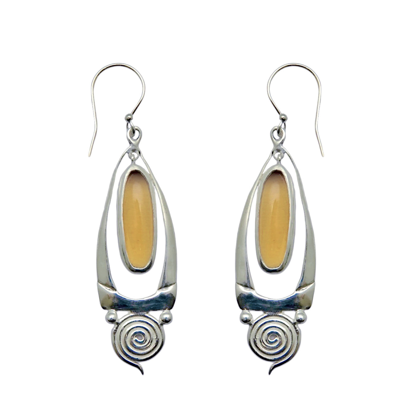 (SP108CIC) Spiral Citrine Cabochon Earrings