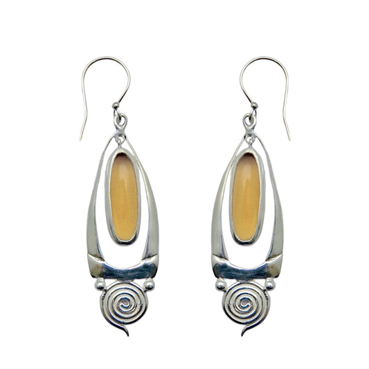 (SP108CIC) Spiral Citrine Cabochon Earrings