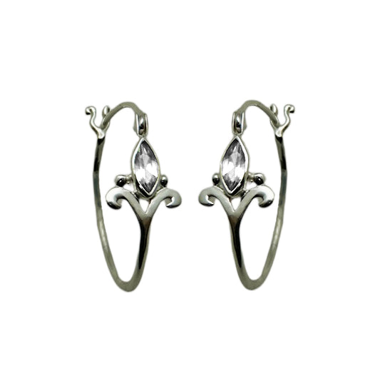 (SP109CZ) Cubic Zirconia Petite Crown Hoops