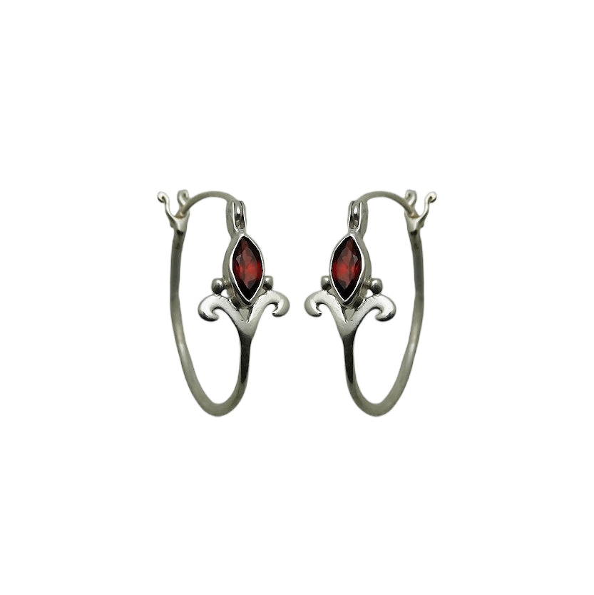 (SP109GA) Garnet Petite Crown Hoops
