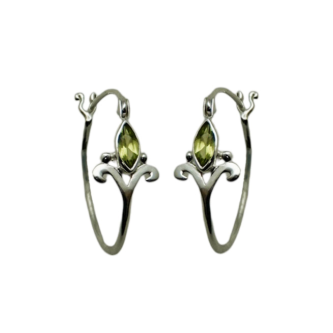 (SP109PE) Peridot Petite Crown Hoops