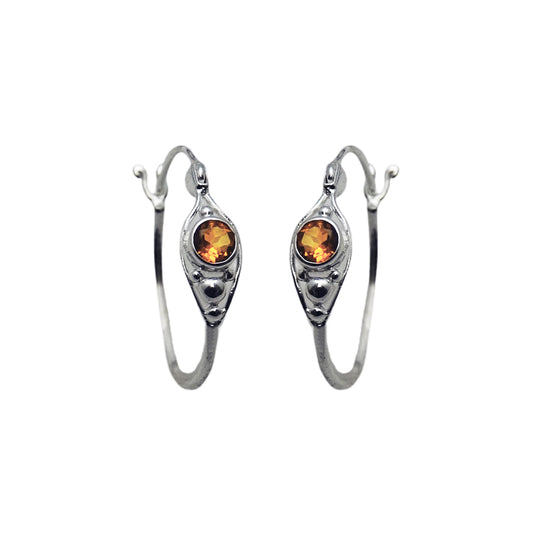 (SP110CI) Silver-plate Citrine Hoops