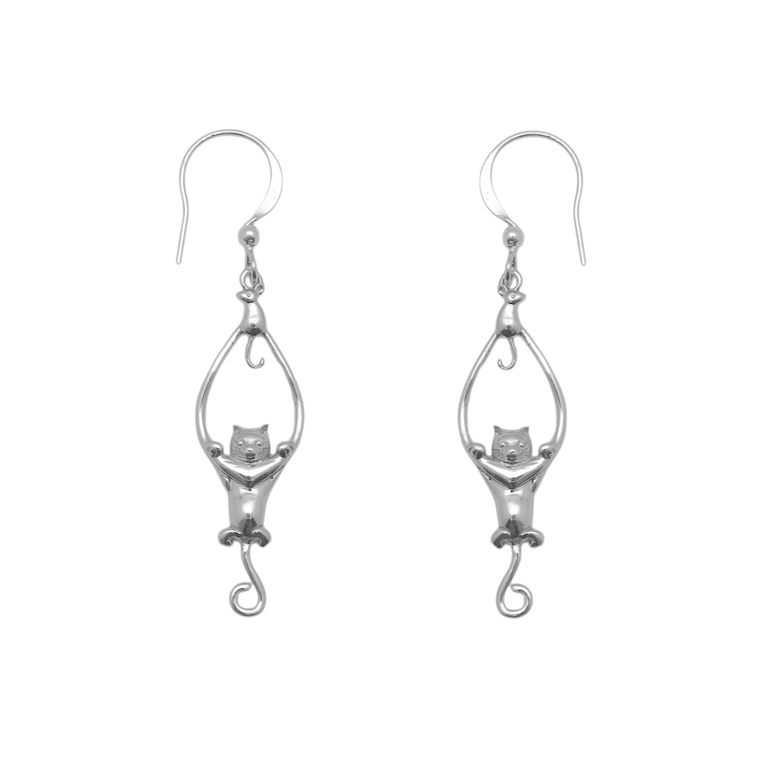 (SP111)  Whimsical Cat & Mouse Dangle Earrings