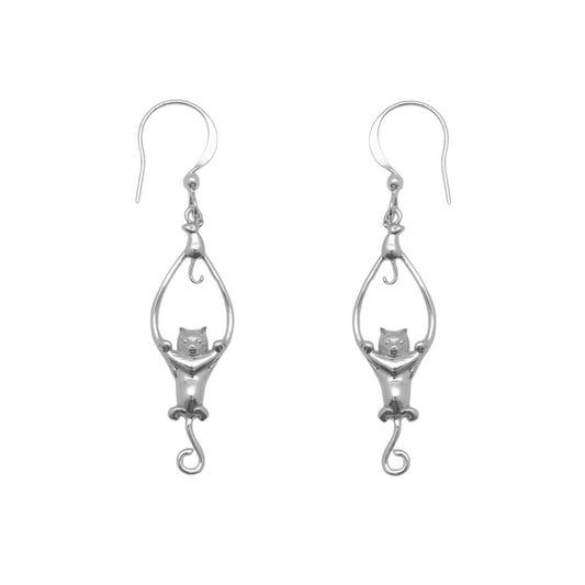 (SP111)  Whimsical Cat & Mouse Dangle Earrings