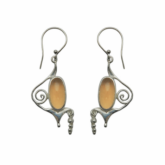 (SP112CIC) Citrine Cabochon Scroll Drop Earrings