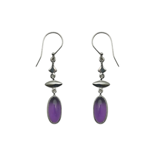 (SP114AMC) Amethyst Cabochon Drop Earrings