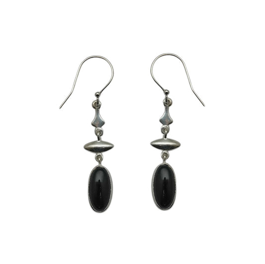(SP114ON) Black Onyx Drop Cascade Earrings