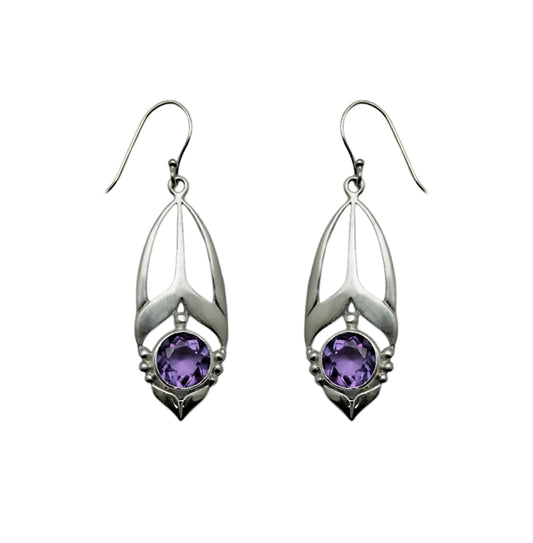 (SP116AM)  Silver Plate Amethyst Art Deco Drops