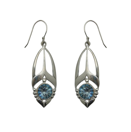 (SP116BQ)  Silver Plate Blue Quartz Art Deco Drops