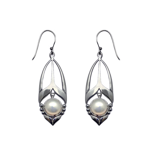 (SP116PL) Silver Plate Pearl Art Deco Drops