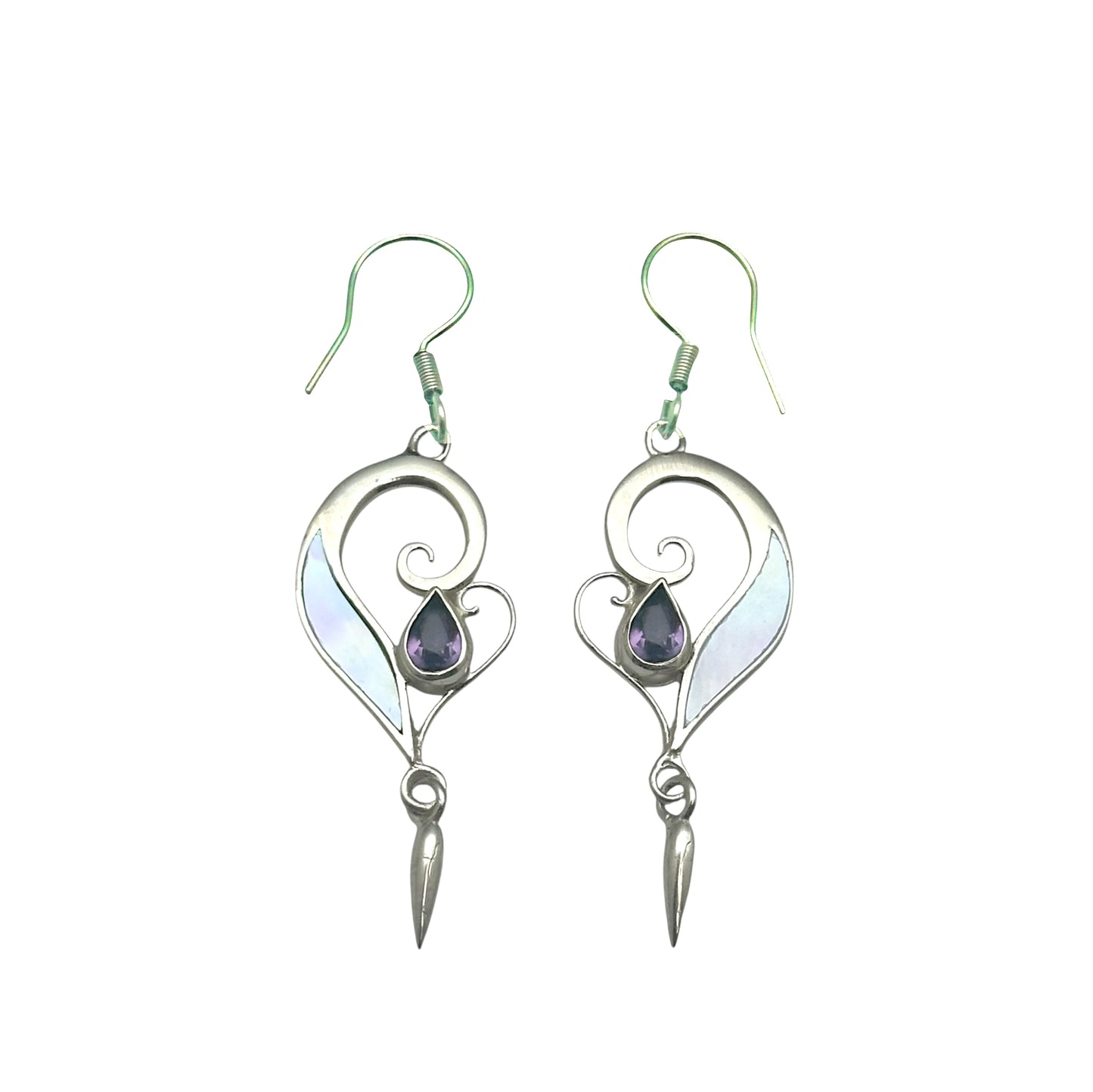 (SP118CIPAUA) Swirl Drop Earrings with Citrine and Paua Shell.