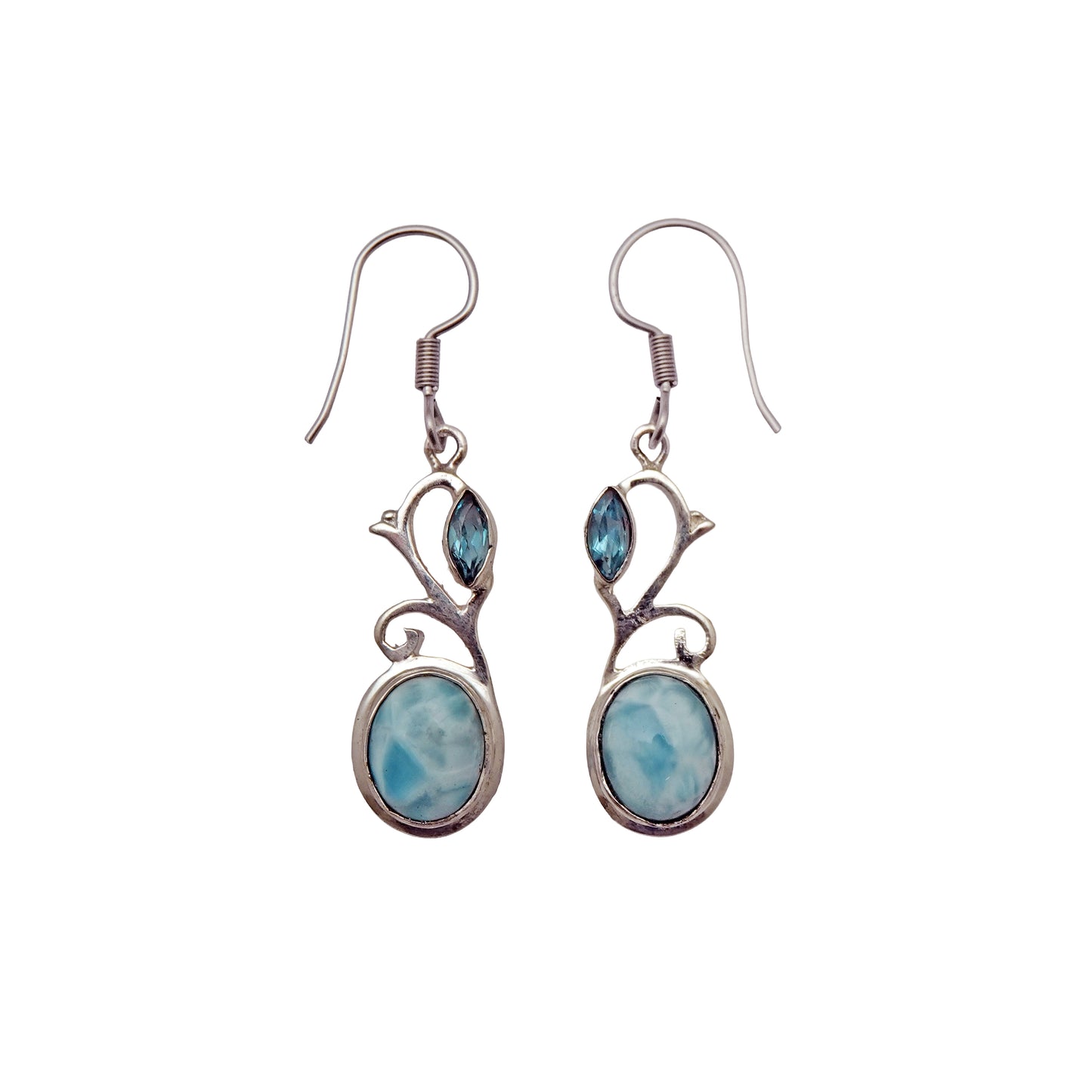 (SP233QBTLAR) Larimar & Swiss Blue Topaz Earrings