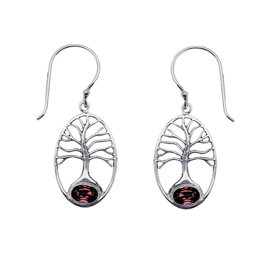 (SP241QGA) Garnet Tree of Life Earrings