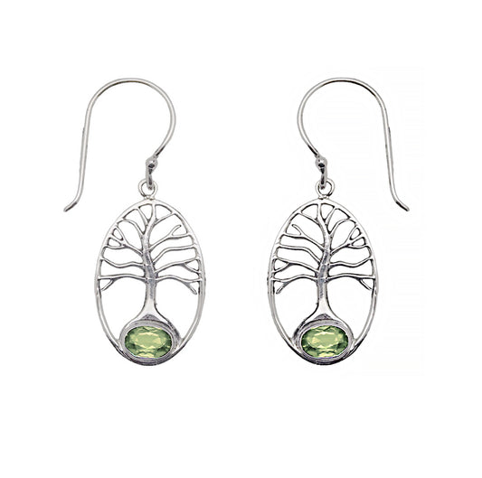 (SP241QPE) Peridot Tree of Life Earrings