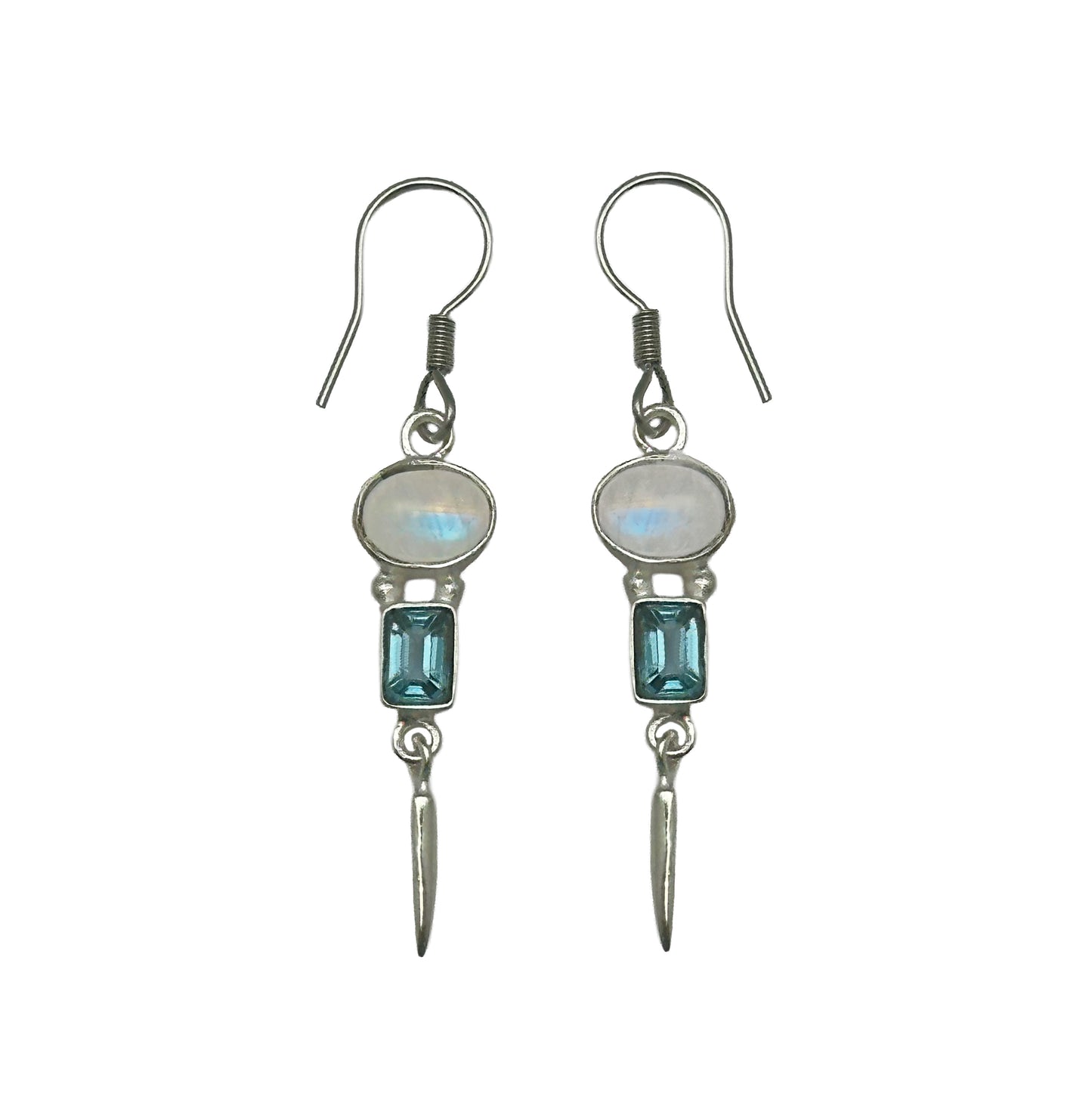 (SP259FBTBMS) Blue Moonstone and Blue Topaz Dangle Earrings