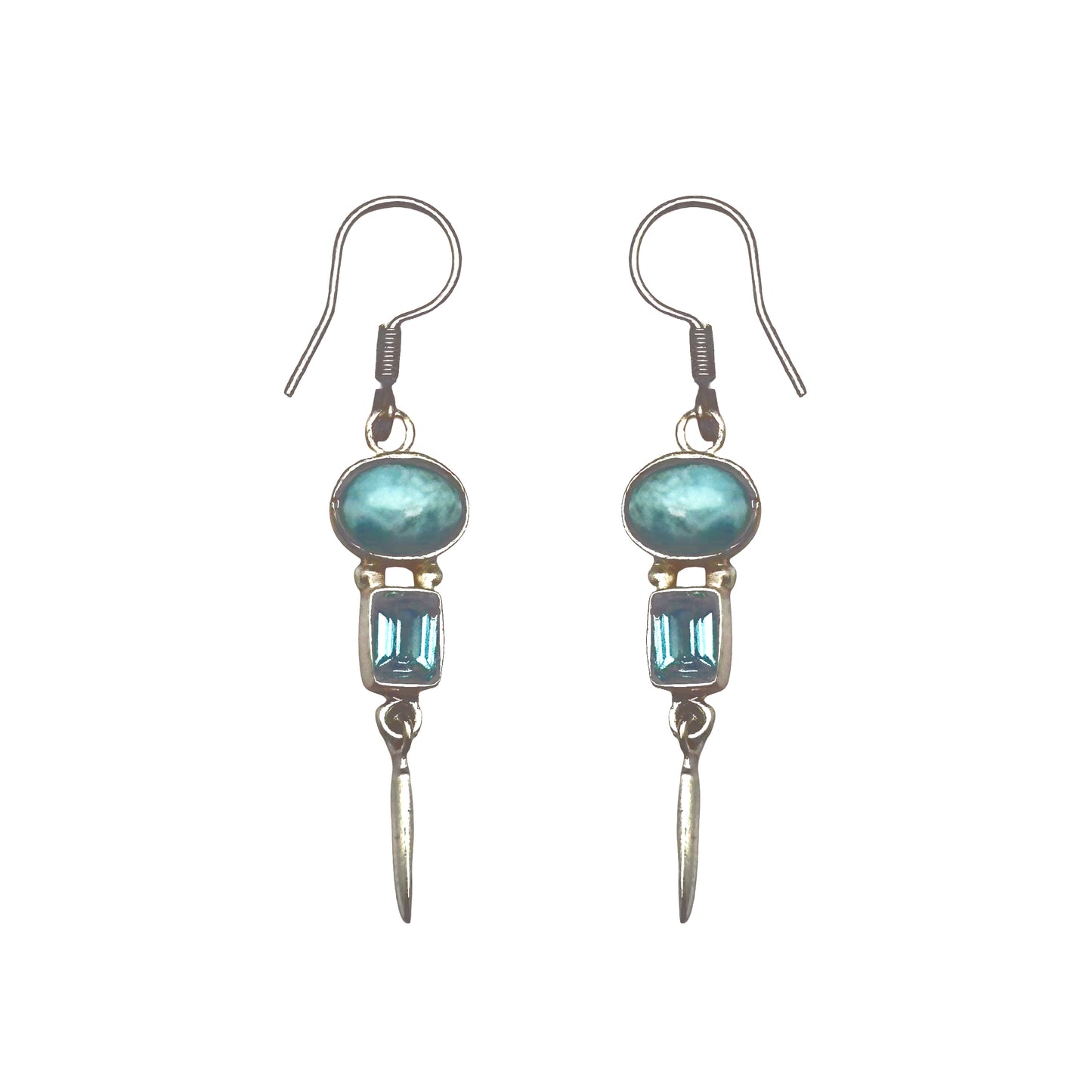 (SP259FLARBBT) Larimar and Blue Topaz Dangle Earrings