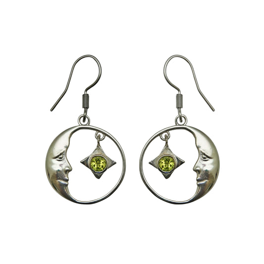 (SP294VPE) Silver plated Peridot Crescent Moon Earrings