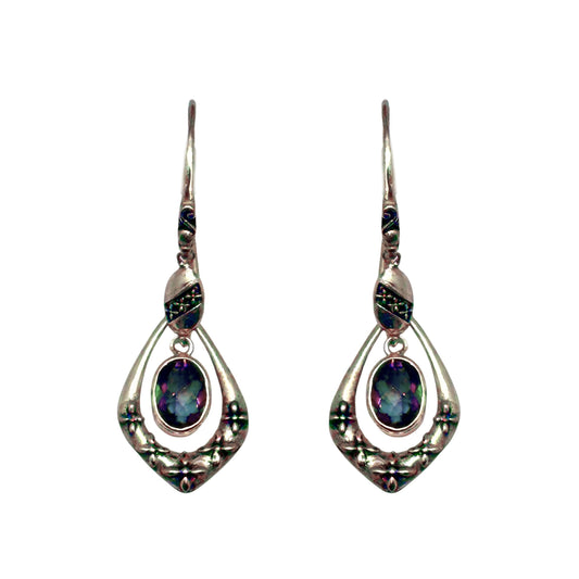 (SP305AMT) Mystic Topaz Vintage Teardrop Earrings