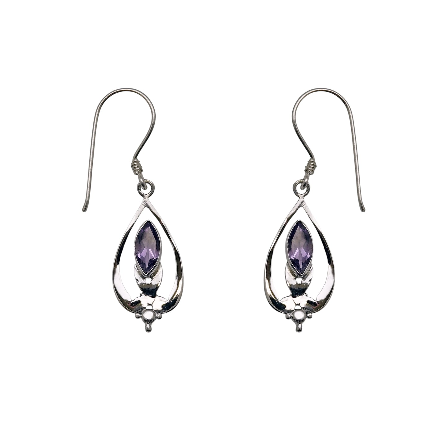(SP335CAM) Amethyst Marquise Bloom Earrings