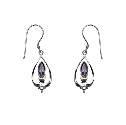 (SP335CAM) Amethyst Marquise Bloom Earrings