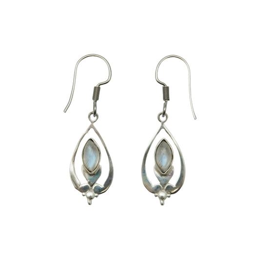 (SP335CBMS) Blue Moonstone Marquise Bloom Earrings
