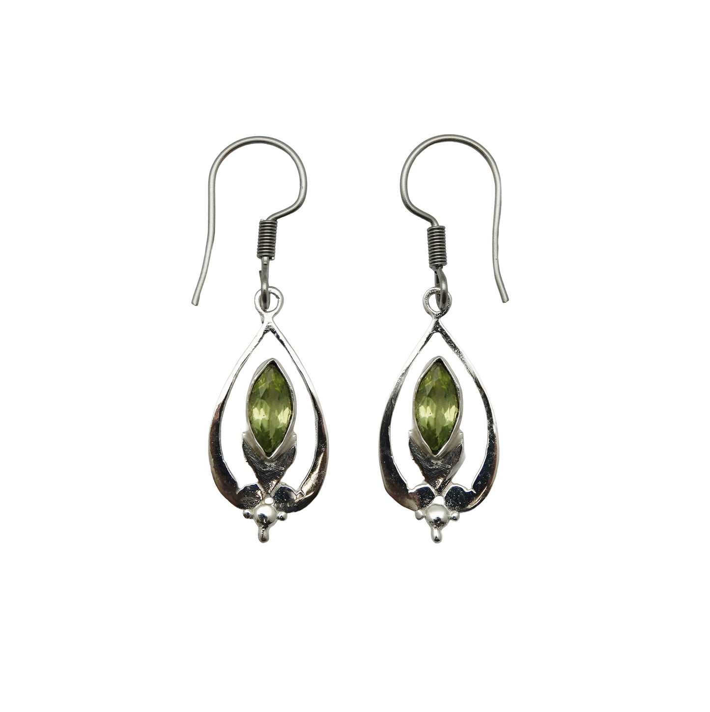 (SP335CPE) Peridot Marquise Bloom Earrings