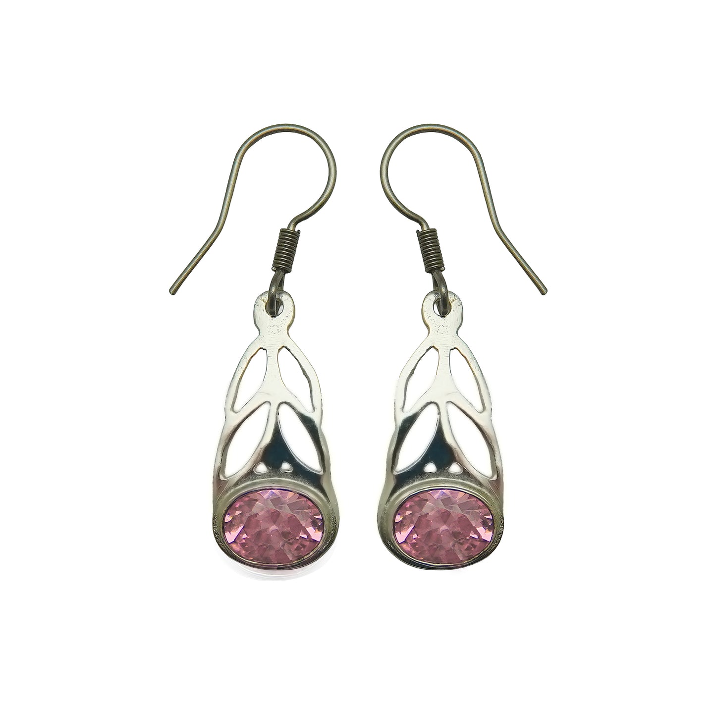 (SP353CSMPMT) Silver Plated Cutout Pink Mystic Topaz Earrings