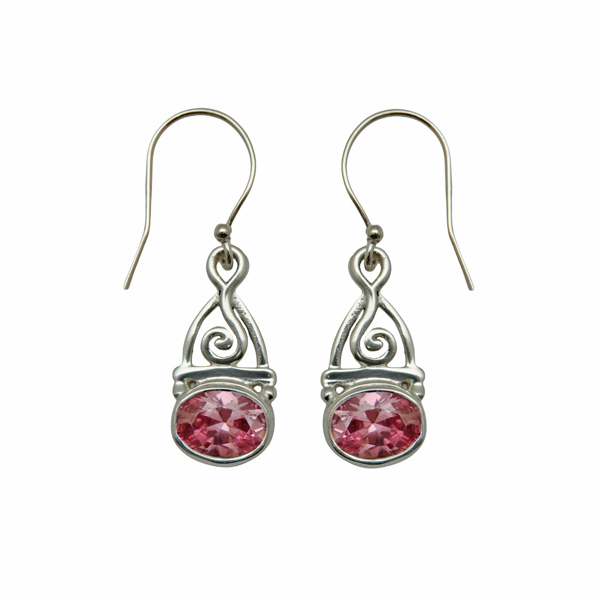 (SP366ACZP) Pink Cubic Zurconia drop earring