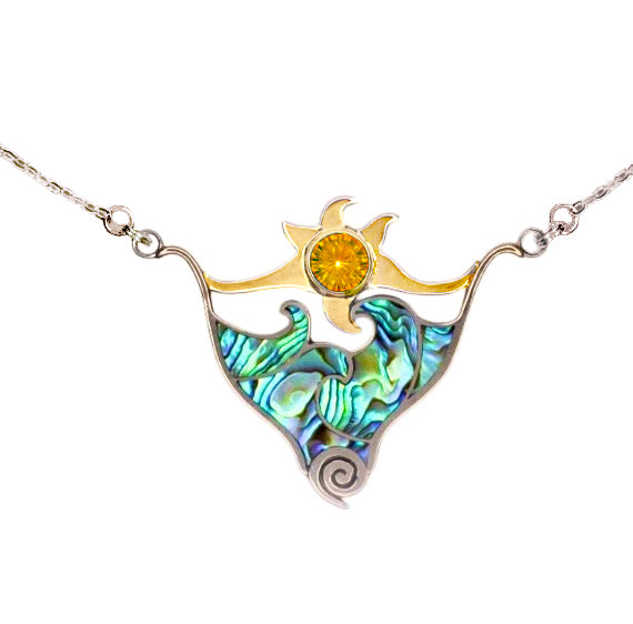 (SP602CIPAUA) Celestial Wave Citrine & Paua Shell Necklace