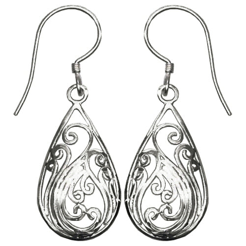 Silver Teardrop With Scroll Work