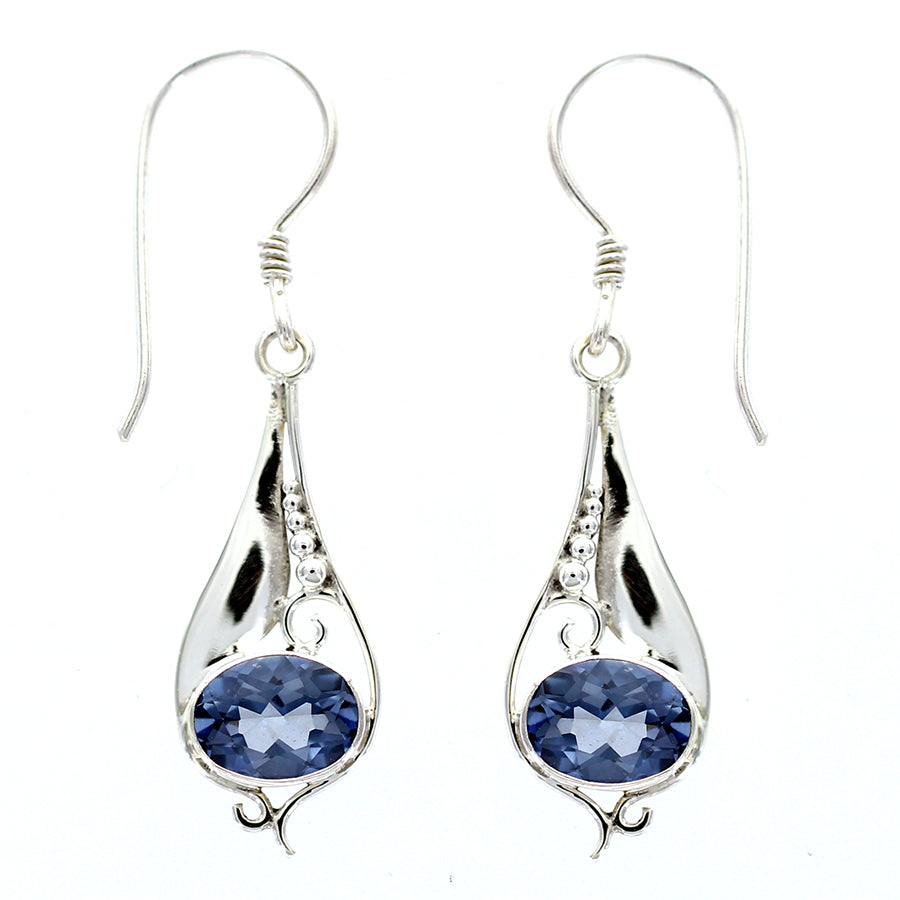 (205VBQ) Blue Quartz Silver Earring