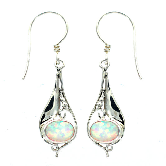 (205VOPS) Cultured (synthetic) Opal Stone Earring