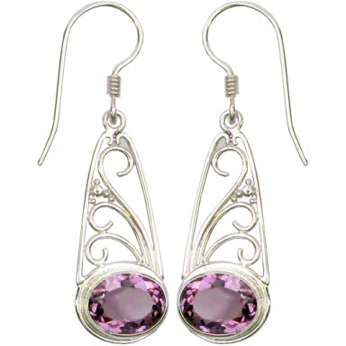 (205PAM) Swirl w/ Granulation Earrings with Amethyst