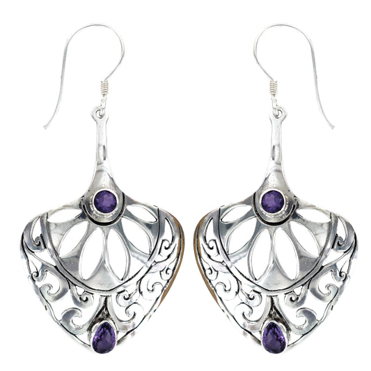 (214YAM) Amethyst Drop Silver Earring