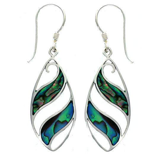 (217VPAUA) Paua Shell Silver Wave Drop Earring