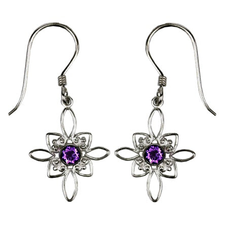 (224QAM) Amethyst Starburst Earrings