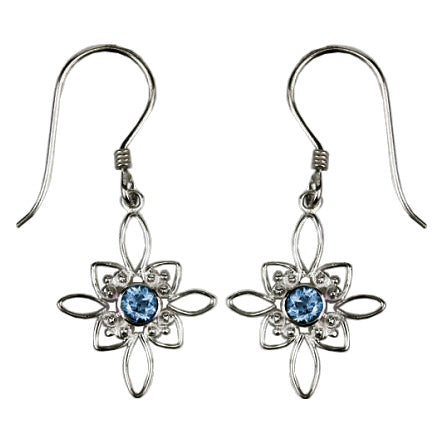 (224QBT) Blue Topaz Starburst Earrings