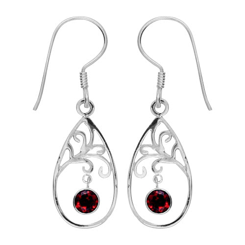 (226SGA) Garnet Swirl Teardrop Earring