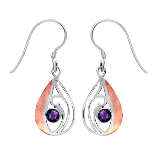 (227SCOPAM) Amethyst Silver/Copper Teardrop Earring