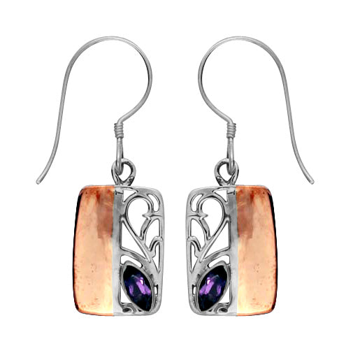 (229SCOPAM) Amethyst Silver/copper Rectangular Earring