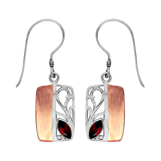 (229SCOPGA) Garnet Silver/copper Rectangular Earrings