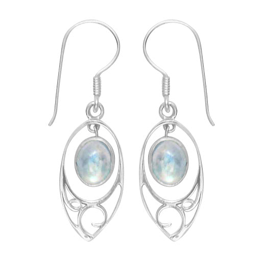 (230SBMS) Blue Moonstone Open Scrollwork Earring