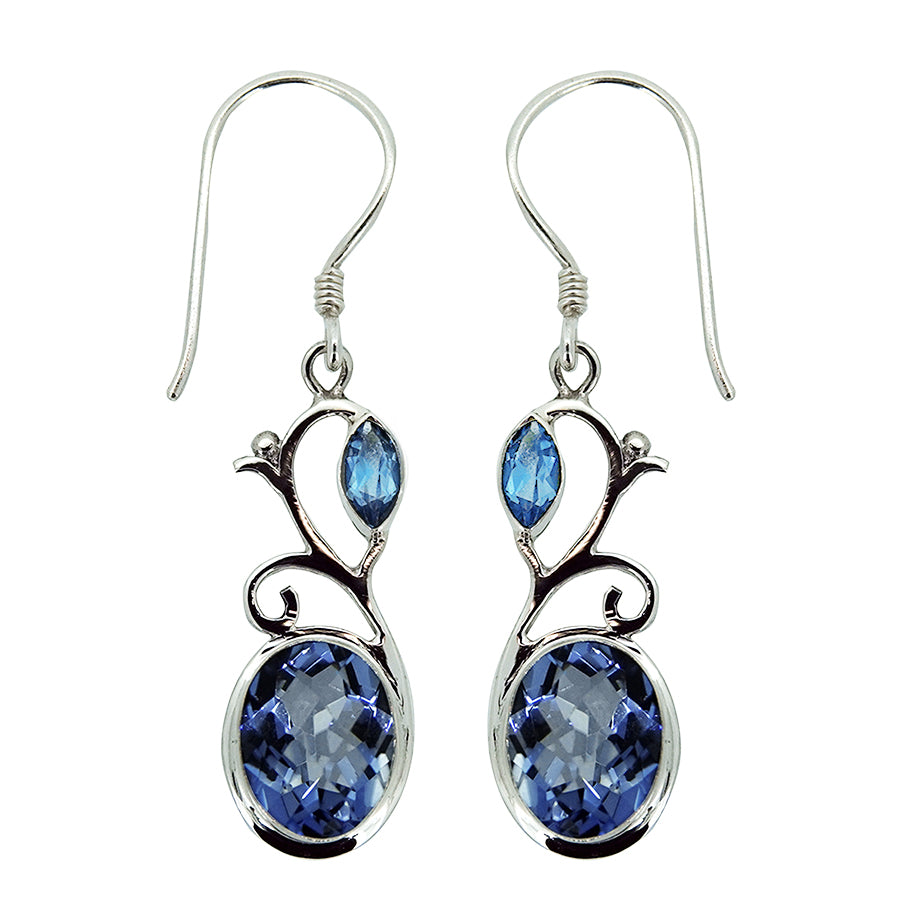 (233QBTBQ) Blue Topaz & Blue Quartz Sterling Earrings