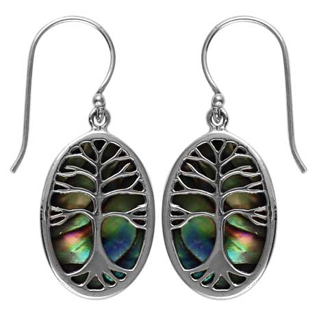 (241SPAUA) Paua Tree of Life Earring