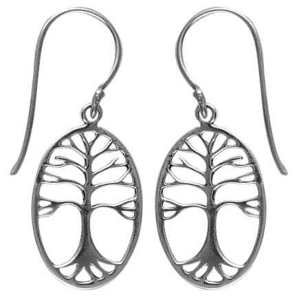 (241SSS) Silver Tree of Life Earring