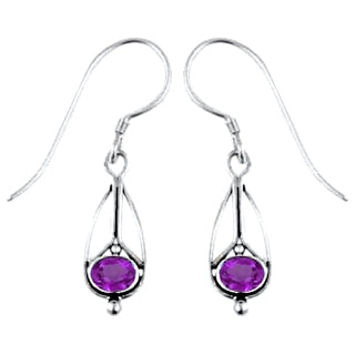 (244NAM) Amethyst Leaf Earrings