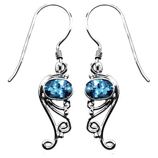 (246KBT) Blue Topaz Curl Earrings